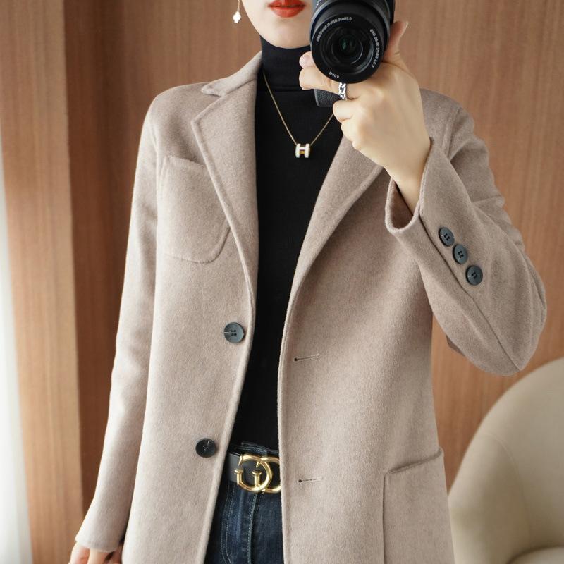 Autumn and Winter Double Sided Cashmere Coat Women's Wool Loose Jacket Small Suit Wool Short Coat Top