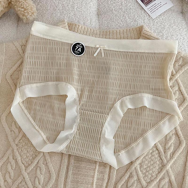 Underwear Women Panties Antibacterial Mid-waist Women Briefs Naked Ice Muscle Pants Bubble Lace Wrap Buttock Pants Women