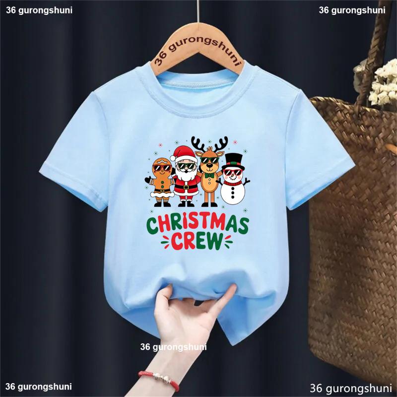 Christmas Day Fashion Christmas Crew 2026 Graphic Print Cute Boy/Girl Tshirt Christmas Festival Short Sleeve Casual Tshirt Tops