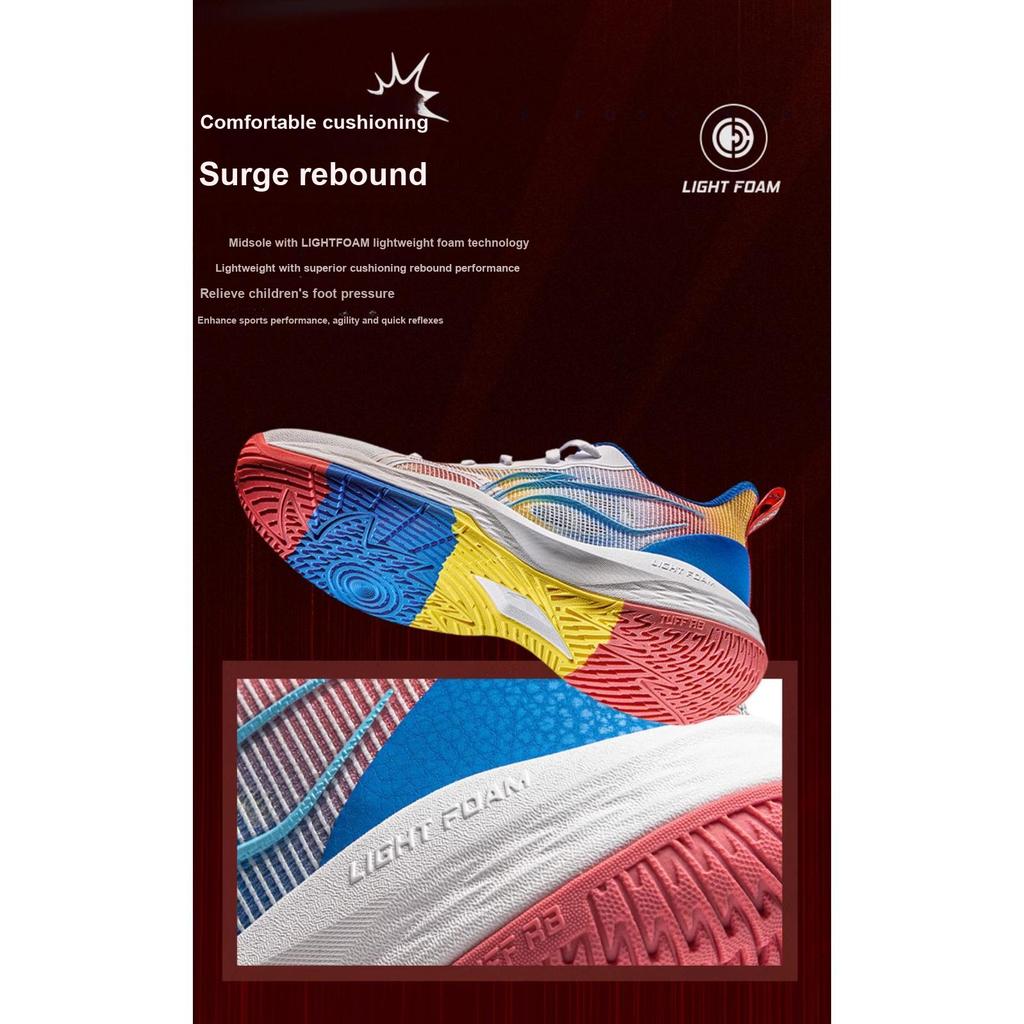 Li Ning Dětské boty na dlouhou pěst V2 Lehká pěna Protiskluzové Ochrana proti kopům Tlumící Nárazuvzdorné Odolné prodyšné Odrazové Nízké basketbalové boty YKBU026-41