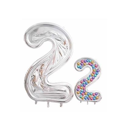 0-9 Number Number Balloon Stand 3D Silver Aluminum Film Digital Balloon Frame Giant Size 65 Inch Foil Number Balloon