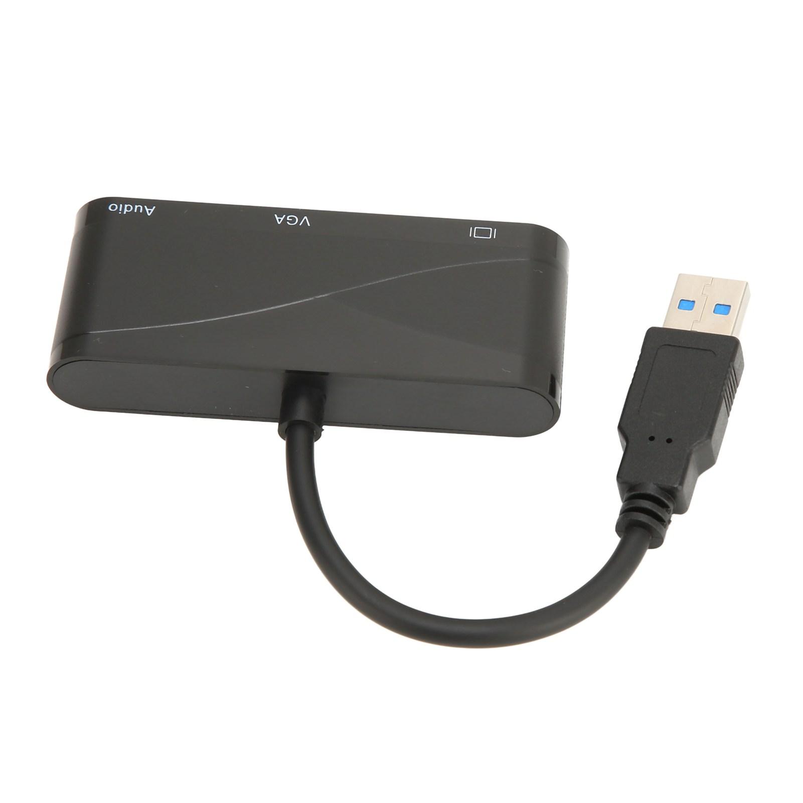 

USB to HD Multimedia Interface 2 in 1 Black 1080P 60HZ 5Gbps USB 3.0 to VGA Adapter for Meeting Entertainment