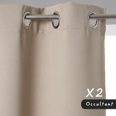 Set of 2 Blackout Curtains - Beige - 140 X 260 Cm