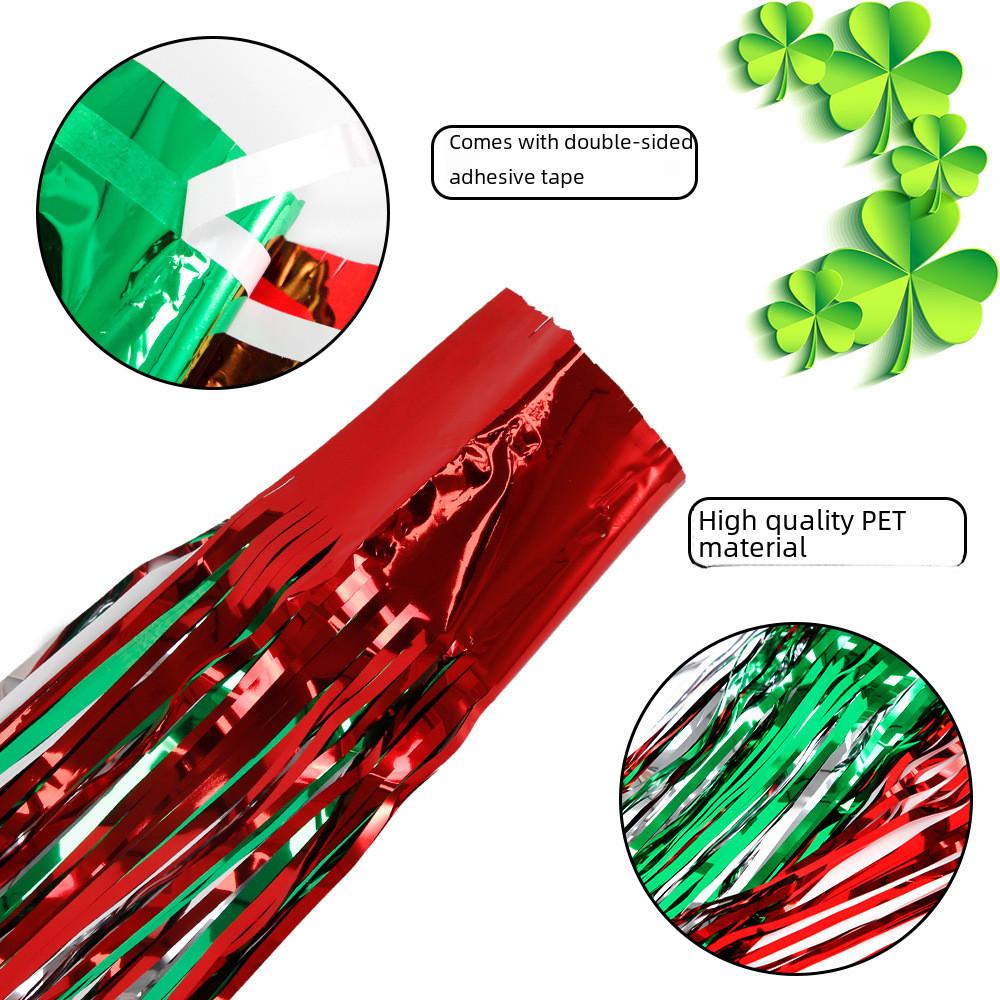 Red Eyecatching Silver Green Streamer Curtain Ideal For St Patricks Day Party Decor