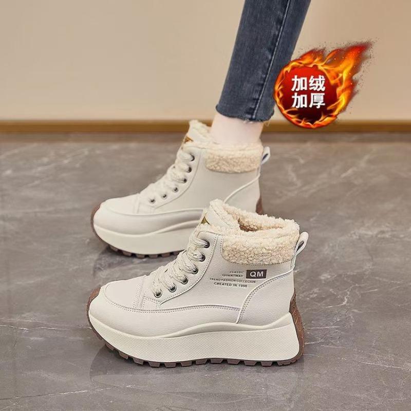 High-top cotton shoes platform dad shoes winter new fashion short boots waterproof and non-slip piled thickened snow boots