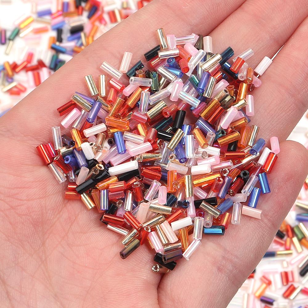 40g Glass Tube Beads 2mm Colorful Rice Beads Loose Spacer Beads For Jewelry Making DIY Bracelets Necklace Earring Accessories