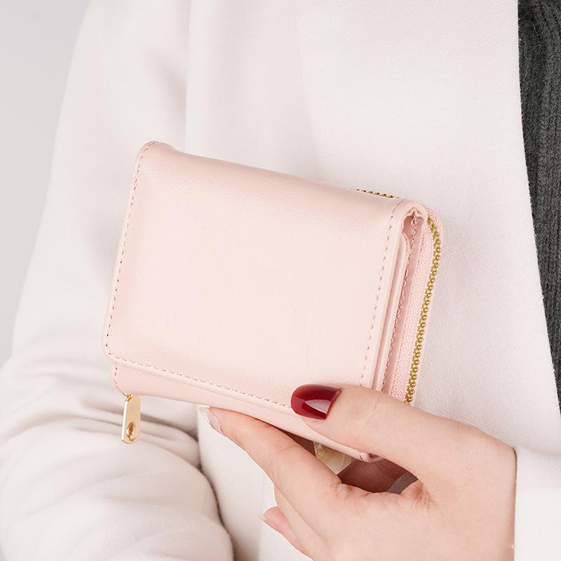 Credit Card ID Card Cash Wallet Women's Wallet Small Wallet Short Wallet Card Bag Zipper Wallet Multi-layer Three-fold
