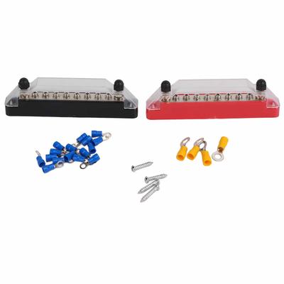 1 Pair 48V 150A 10 Terminal Bus Bar with 20 Terminals Power Distribution Terminal Block for Car RV Stud M6x2  Screw M4x8