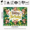 2D Cartoon Monkey Banana Birthday Backdrop Tropical Jungle Background for Children