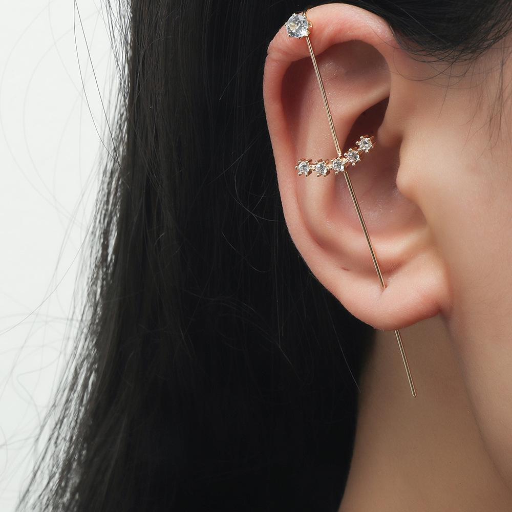 Chic Star Letter Zircon Ear Cuff and Diagonal Studs