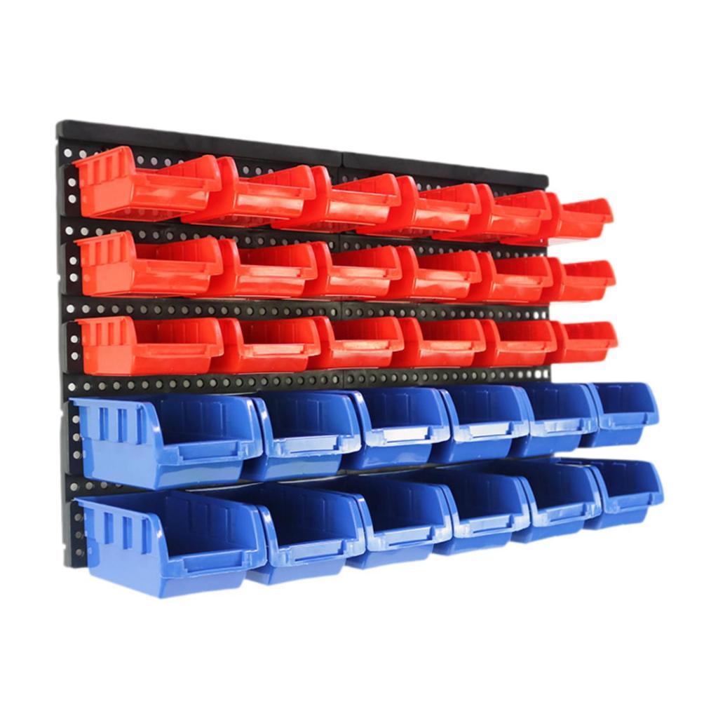 30 Bin Storage Bins Container with Pegboard Tool Organizer Rack for Tools