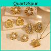 Style Gold Titanium Steel Flower Earrings For Women With Durable Stainless Steel Design