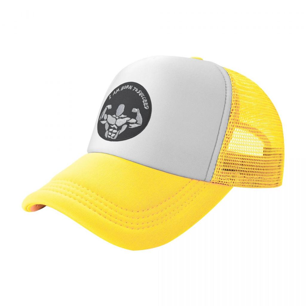 Printed Bodybuilding Strong I Am Born To Succeed Sport Mesh Baseball Caps Women Camping Male Beach Dad Hat Trucker Cap