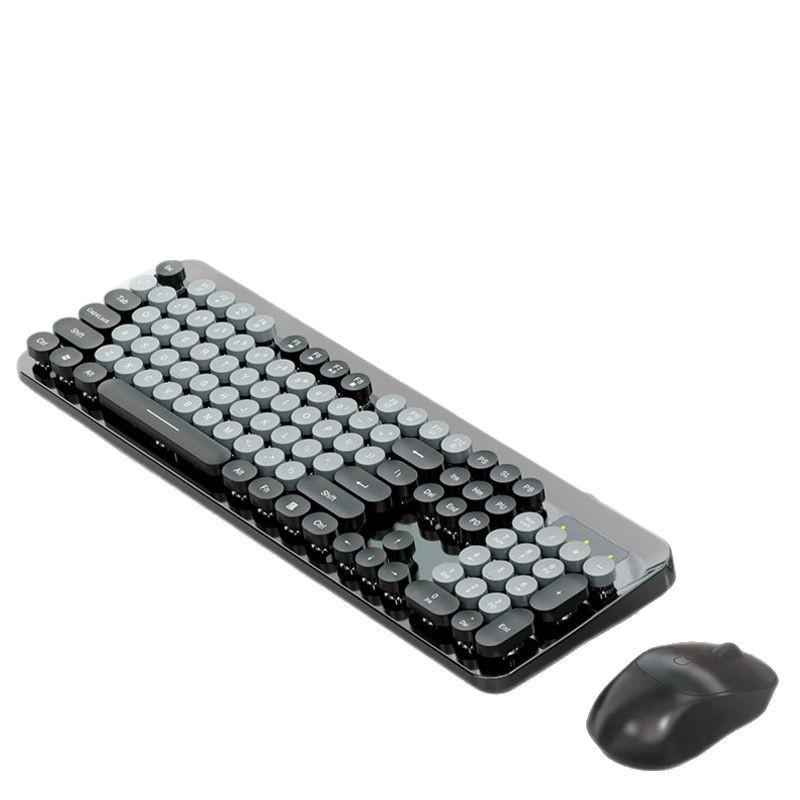 K73 Punk Retro Wireless Keyboard & Mouse Set - Colorful, Quiet, Round Keys for Girls' Office