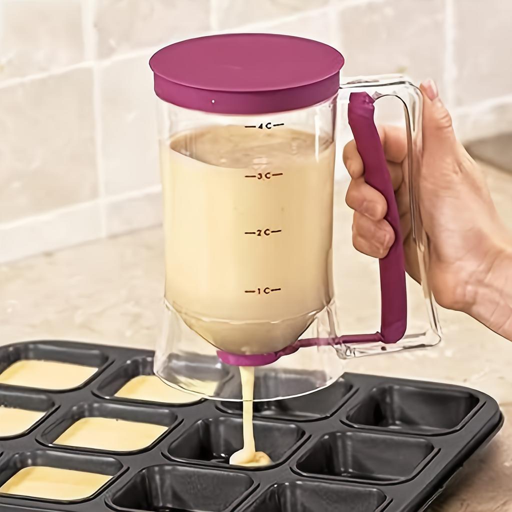 Foldable Batter Dispenser - Pancake/Cupcake/Waffle Batter Separator with 6 Nozzles, Non-Drip Precision Pouring Tool for Baking