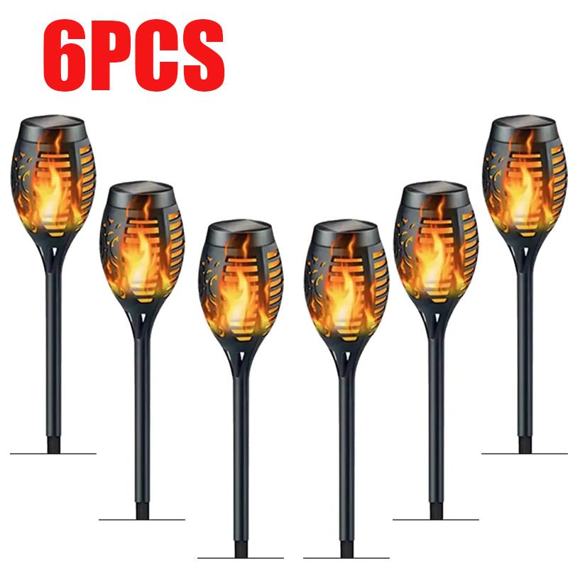 1-8PCS 12LED Solar Flame Torch Lights Flickering Light Waterproof Garden Decoration Outdoor Lawn Path Yard Patio Floor Lamp
