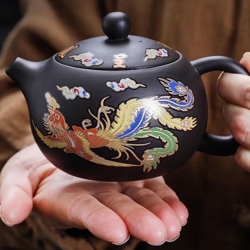 Yùnyán Zisha Heat-Activated Color-Changing Dragon & Phoenix Teapot