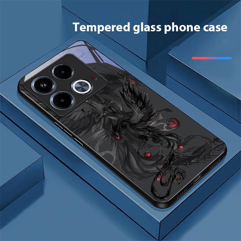 

Черный мультяшный Дапенг для Infinix Note 40 4G 30i 12 G96 Smart 8 Hot 9 Play 10 11S 12 20i 50 Pro Plus 5G Чехол для телефона из закаленного стекла Infinix Note 40 4G