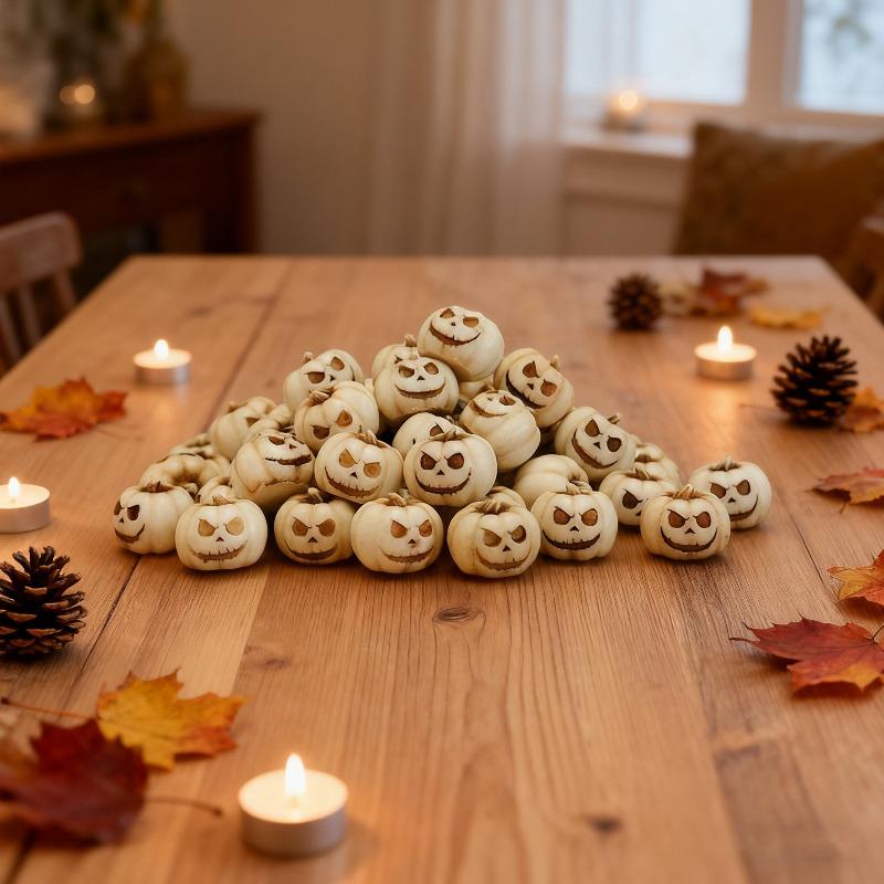 Antique Ghost Face Pumpkin Figurine Halloween Home Garden Micro-landscape Decoration Resin Handicraft