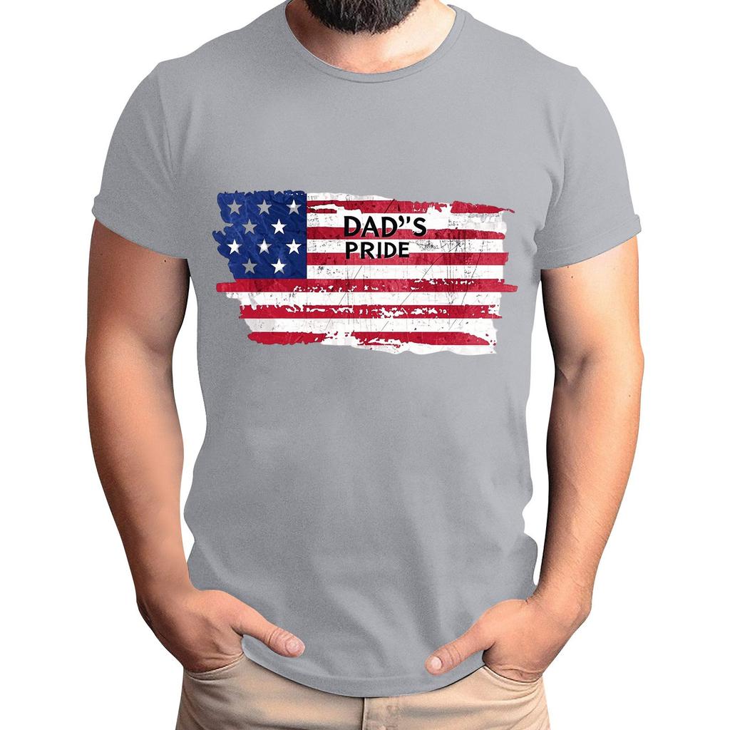 Men's Father's Day Flag Printed T-Shirt Men's Loose Casual Short Sleeve Top