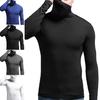 Camiseta Base para Hombre Color Sólido Cuello Alto Casual Alta Elasticidad Manga Larga Top de Otoño para Ropa Interior