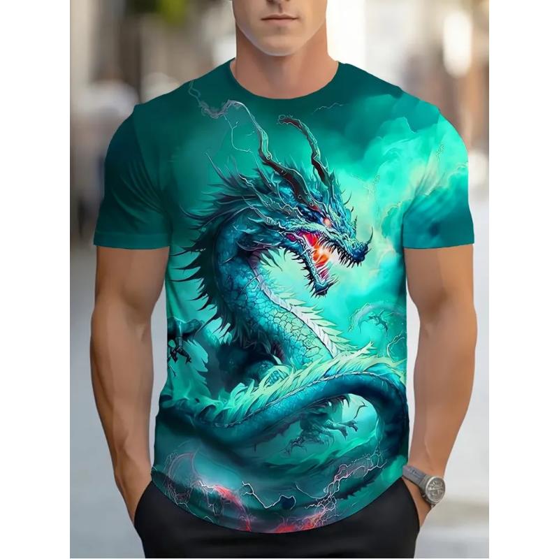 Fashion Men's Crew Neck Short Sleeve 3D Casual Color Printing Casual Short Sleeve Crew Neck T-Shirt