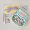 Candy Color Ballet Style Soft Pencil Case Girl Bowknot Stationery Storage Bag High-Value Vertical Pencil Case