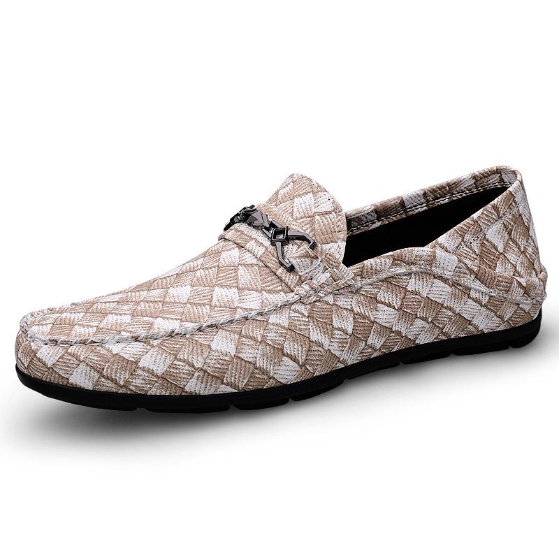 Men s Casual Breathable Leather Slip-on Moccasins - Fashionable Summer Driving Shoes 37 абрикосовый