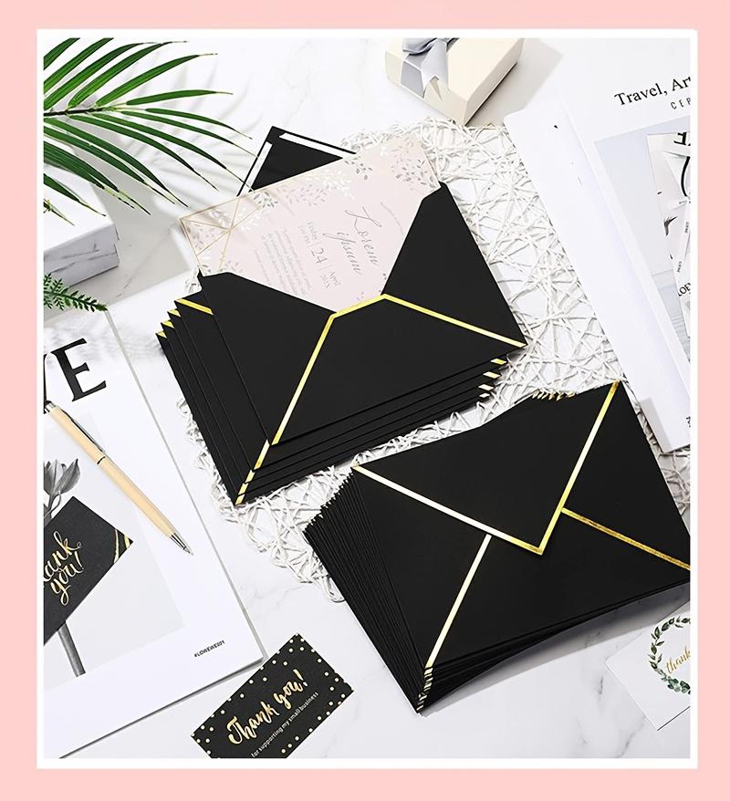 50 Umschläge+50 Aufkleber A7 Luxus Einladungsumschlag, Kartenumschlag mit Aufklebern, Einladungsbrief