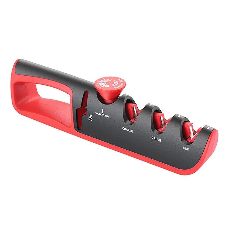 Knife Sharpener Handheld Kitchen Facilitative Sharpener Tool Angle Adjustable Five In One Knife Sharpener Black Red Professional