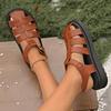 Heiße Lässige Flatform Römersandalen Damen Sommer Breitband Crossover Aushöhlung Offene Zehen Schnallensandalen