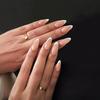 Secret Lives Glossy Reusable Artificial Almond Shape Nude Color with White Tips French Design Press On Nails 24 Pieces Set with Kit