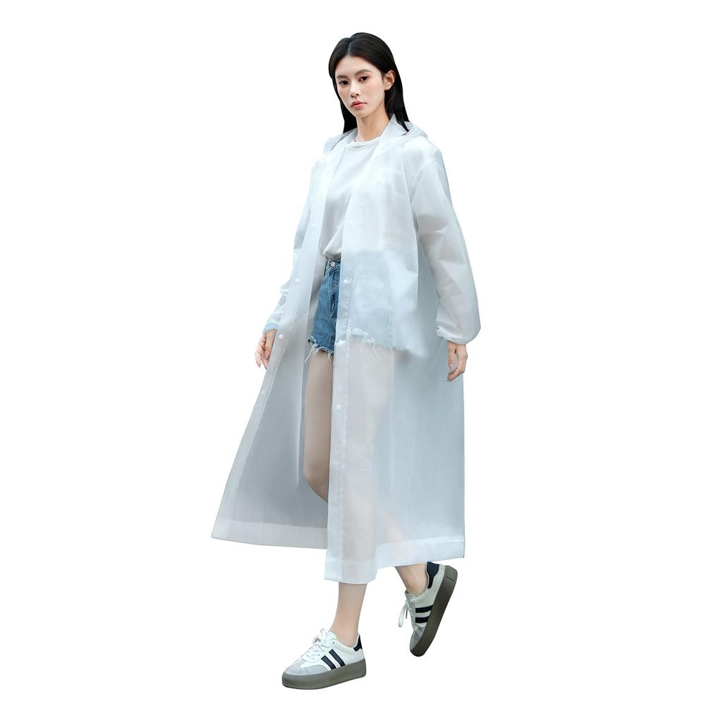 

Многоразовый дождевик-пончо с капюшоном на шнурке и эластичными манжетами, очень толстый, защитный, изолирующий, аварийный, для активного отдыха белый