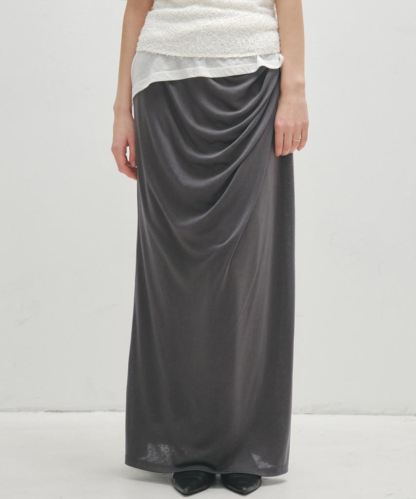 NOIRER FOR WOMAN Silky Drape Skirt (Charcoal)
