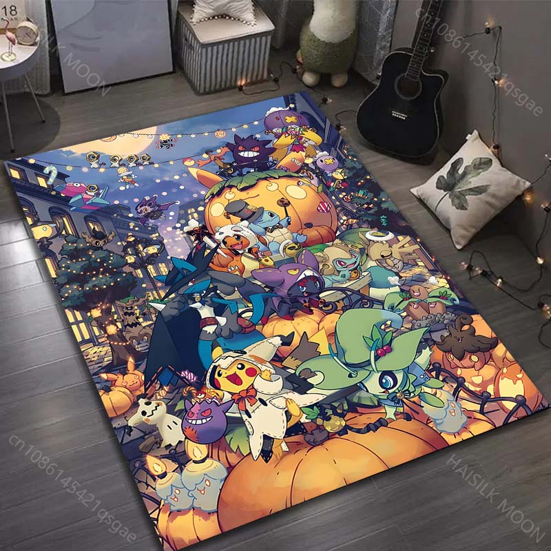 Multiple Sizes Pokemon Game Print Carpet for Living Room Bedroom Kid's Room Home Decor Non-slip Mat Area Rug Luxury Gift