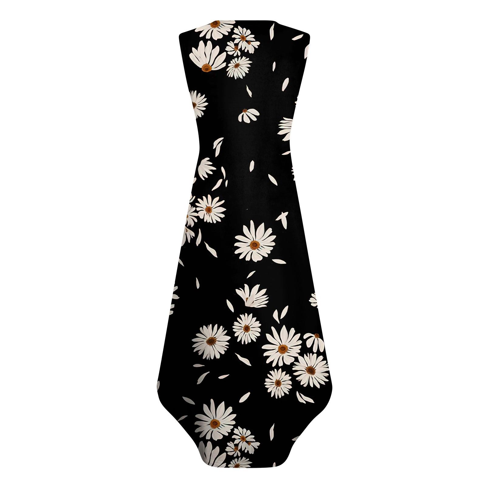 Женское летнее повседневное свободное платье-макси с жилетом и цветочным принтом — фото 5