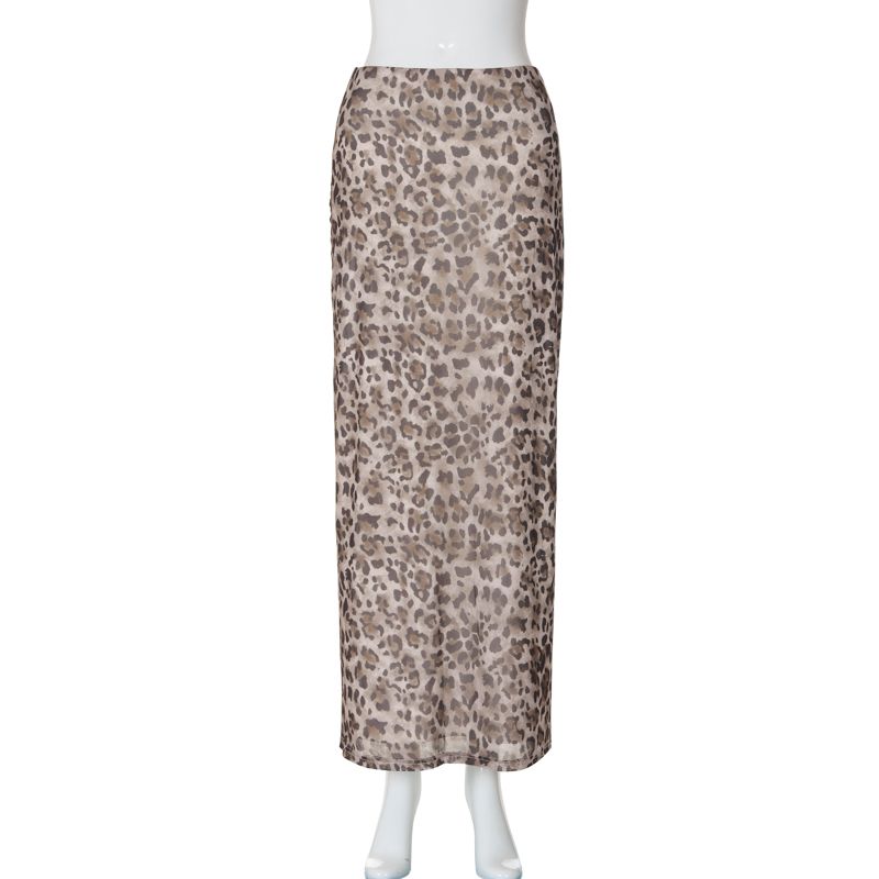 

Shemoda Leopard Print Print Slim Fit Long Dress Mesh Leopard print XS