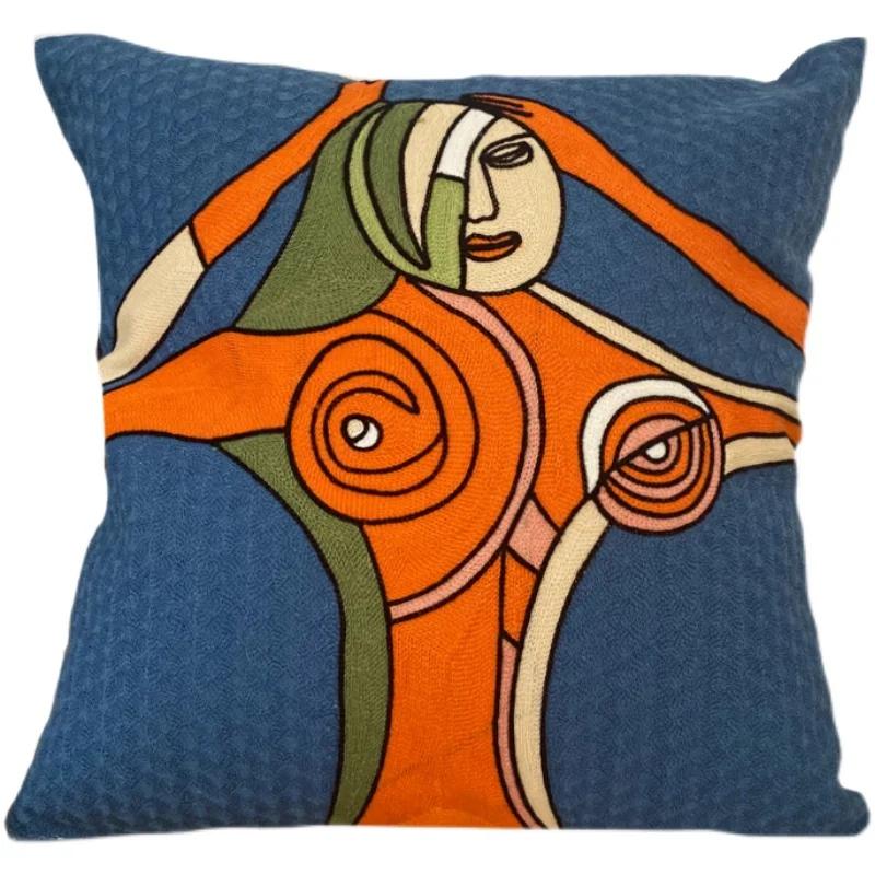 Stickerei Abstrakt Kissenbezug Baumwolle Kissenbezüge Picasso Dekorativ Überwurf Kissenbezüge für Sofa Wohnzimmer Heimdeko
