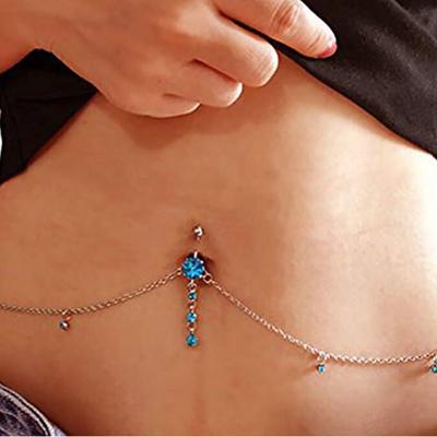 Aço Cirúrgico Corrente de Cintura para Umbigo Anel de Piercing no Umbigo Joia Corporal