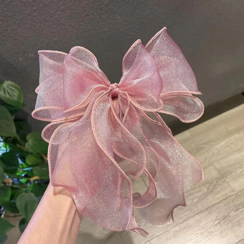 

Ribbon Bowknot Bow Hairpins Multi-layer Girls Headwear Fashion Hair Clips Women Ponytail рожевий