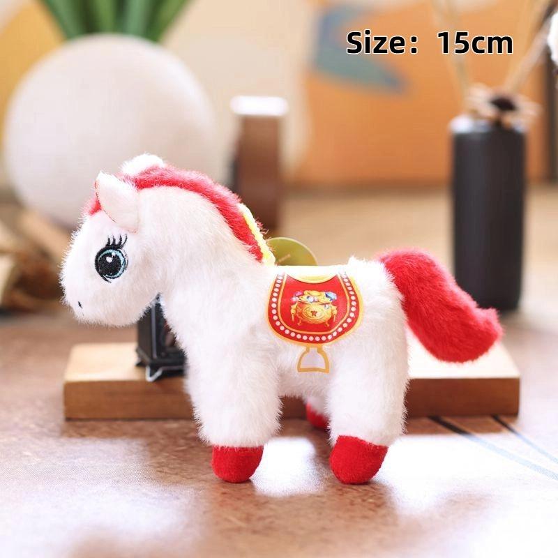 2026 Chinese New Year Mascot Horse Keychain Cartoon Simulation Pony Plush Doll Pendant Cute Bag Hanging Ornament Couple Gifts