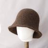 Thickened Soft Autumn and Winter Bucket Hat Solid Color Woolen Knit Cashmere Fisherman Hat Warm Wool Hat for Women