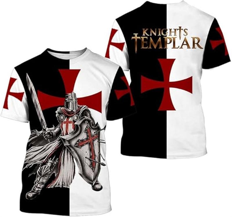 3D Print Knight Templar T-shirt Men Women Cross Fashion Trendy Cool Short Sleeve O Neck T-shirt Unisex Jesus Christian Tees