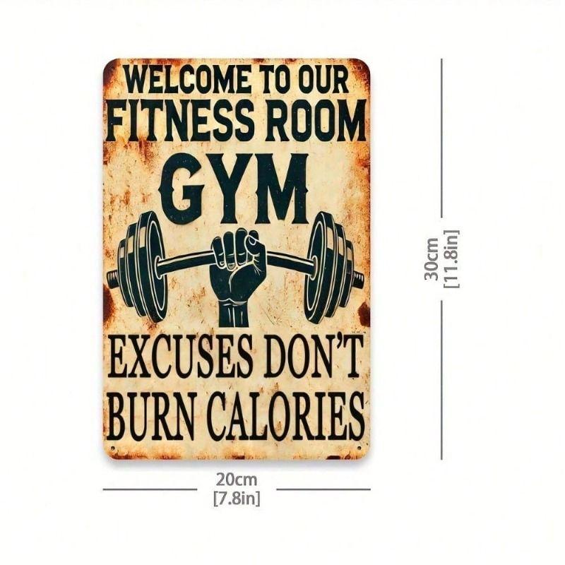 Vintage Gym Motivational Metal Wall Decor Sign