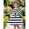 Girls' 3D Striped Bee Dress Long Sleeve Summer Spring Vacation Daily Holiday Princess Beautiful Sweet Kids 4-12 Years Casual Dress A Line Dress