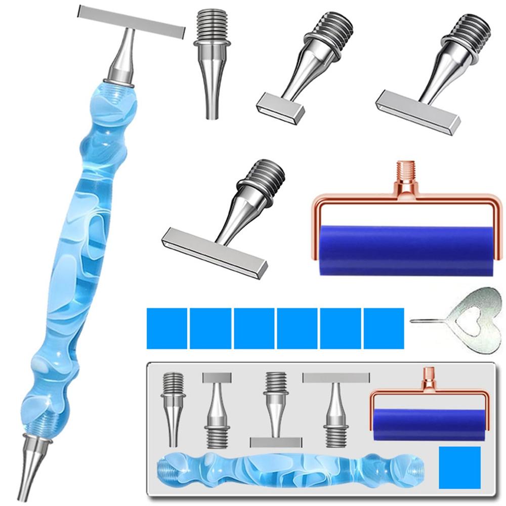 Kit Penna Pittura Diamante da 13 Pezzi con Punte in Acciaio Inossidabile 1 3 6 9 Strumento Ergonomico per Posizionamento Perline per Arte con Strass Fai da Te