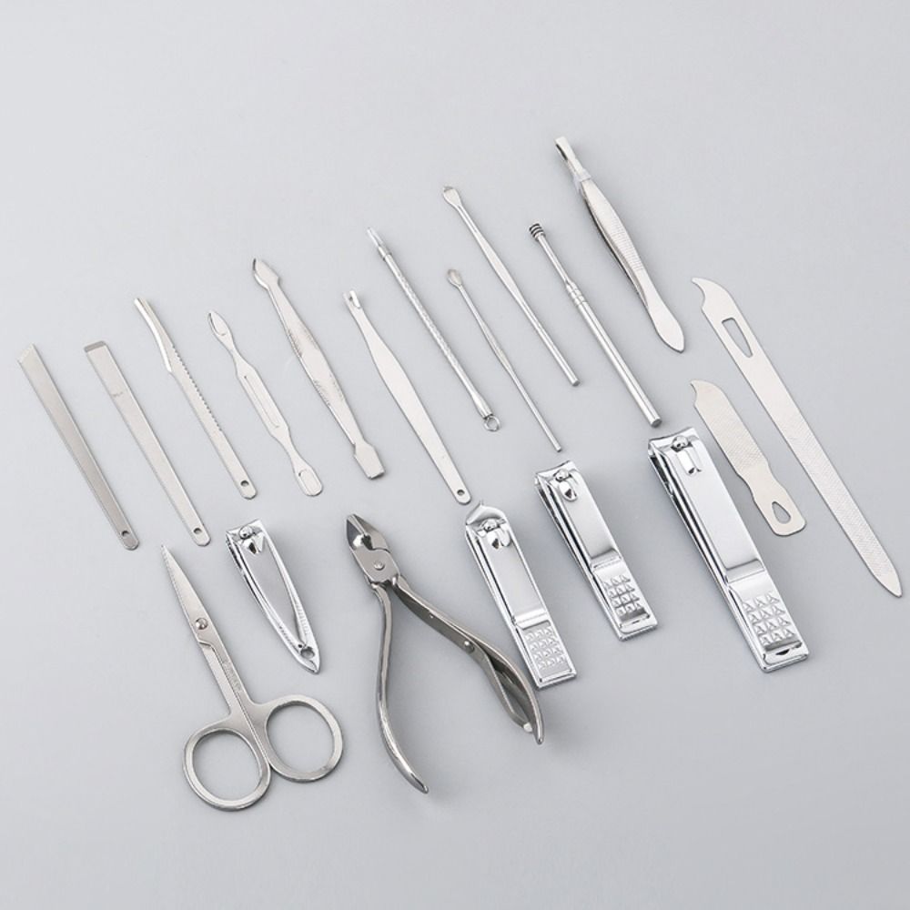 19Pcs Stainless Steel Manicure Kits Home Nail Care Kit Fashion Nail Clippers Set Men/Women