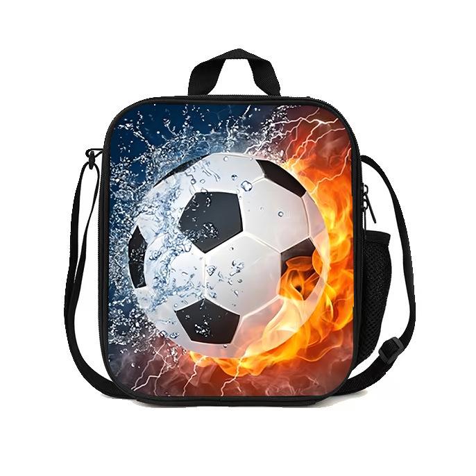 Football Basketball Pattern Children'S Lunch Bag Elementary School Lunch Box Bag Fashion Trend Boys' Lunch Bag