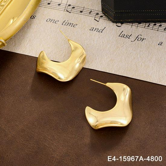 Elegante französische Retro Geometrische Metallohrringe mit Silberstift