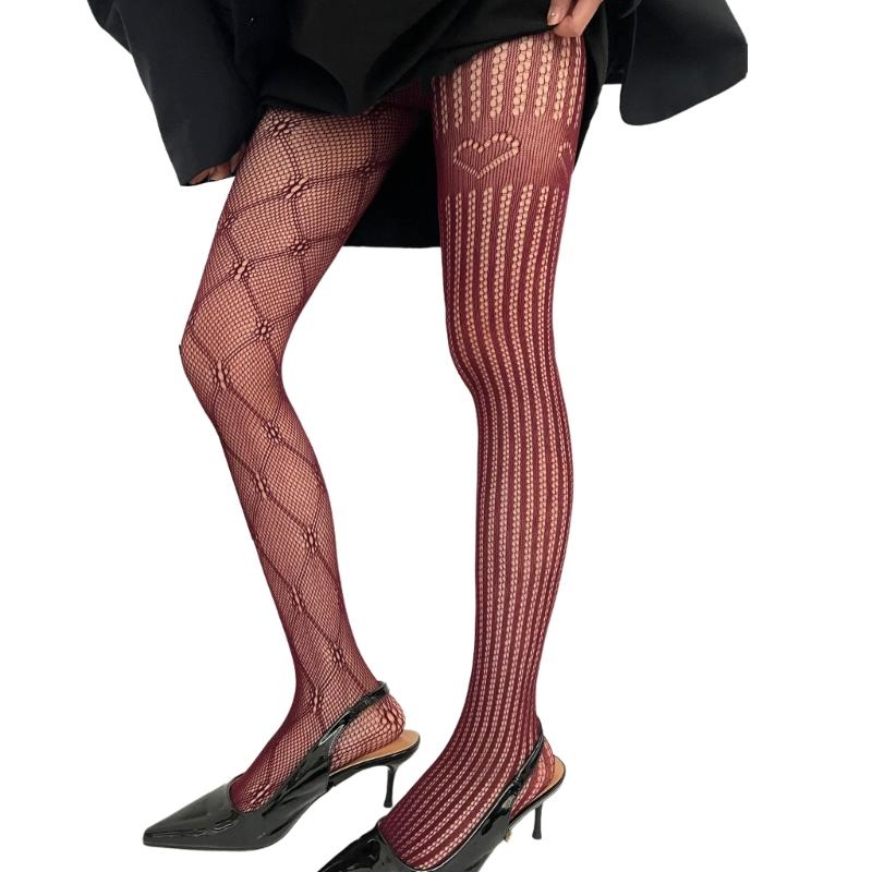 Women Lace Patterned Fishnet Tights High Waist Fishnets Leggings Net Stockings Pantyhose Thigh High Stockings Hosiery